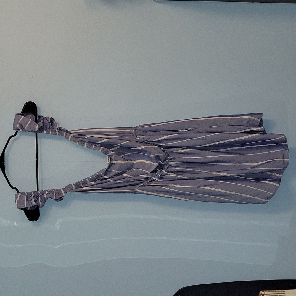 American Eagle blue dress w/white strips